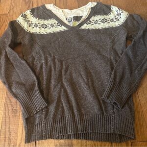 The North Face Never Stop Exploring Grey Fair Isle Sweater Wool Blend Women's M